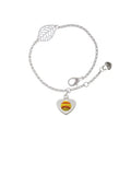 Delight Jewelry Silvertone Softball in Heart - Silvertone Leaf Delicate Bracelet, 6.25+1.75