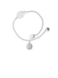 Delight Jewelry Silvertone Small Sparkle Clear AB Softball - Silvertone Leaf Delicate Bracelet, 6.25+1.75