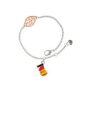 Delight Jewelry Silvertone I love Softball - Red Heart - Rose Goldtone Leaf Delicate Bracelet, 6.25+1.75