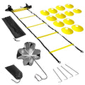 Speed Training Kit Ladder Football Ladder with 12-Rung with 12 Cones and 4 Stakes Football Training Equipment Speed Training Kit for Football Basketball Baseball Hockey
