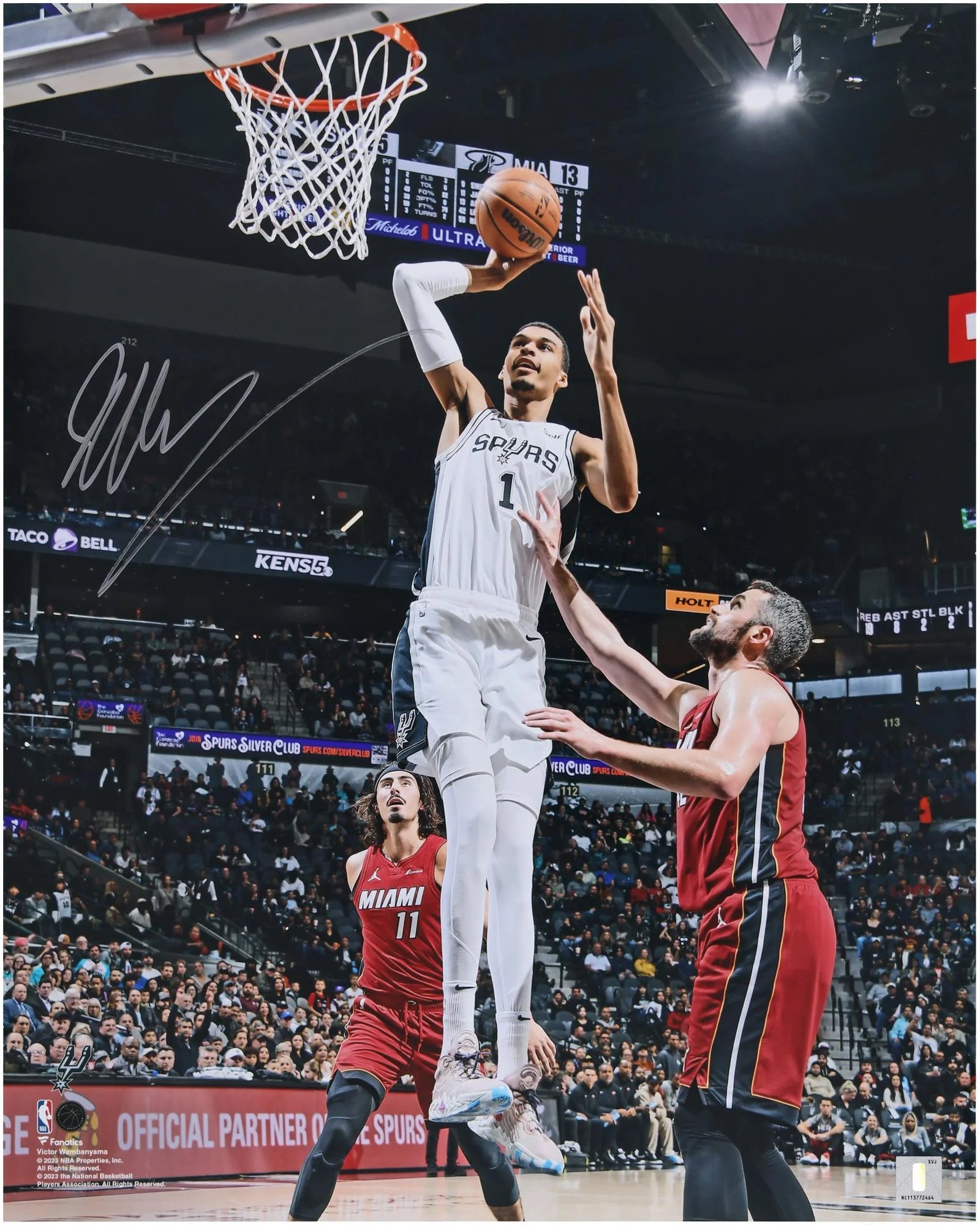 Victor Wembanyama San Antonio Spurs Autographed 16 x 20 Dunk Vs. Miami Heat Photograph - Fanatics Authentic Certified
