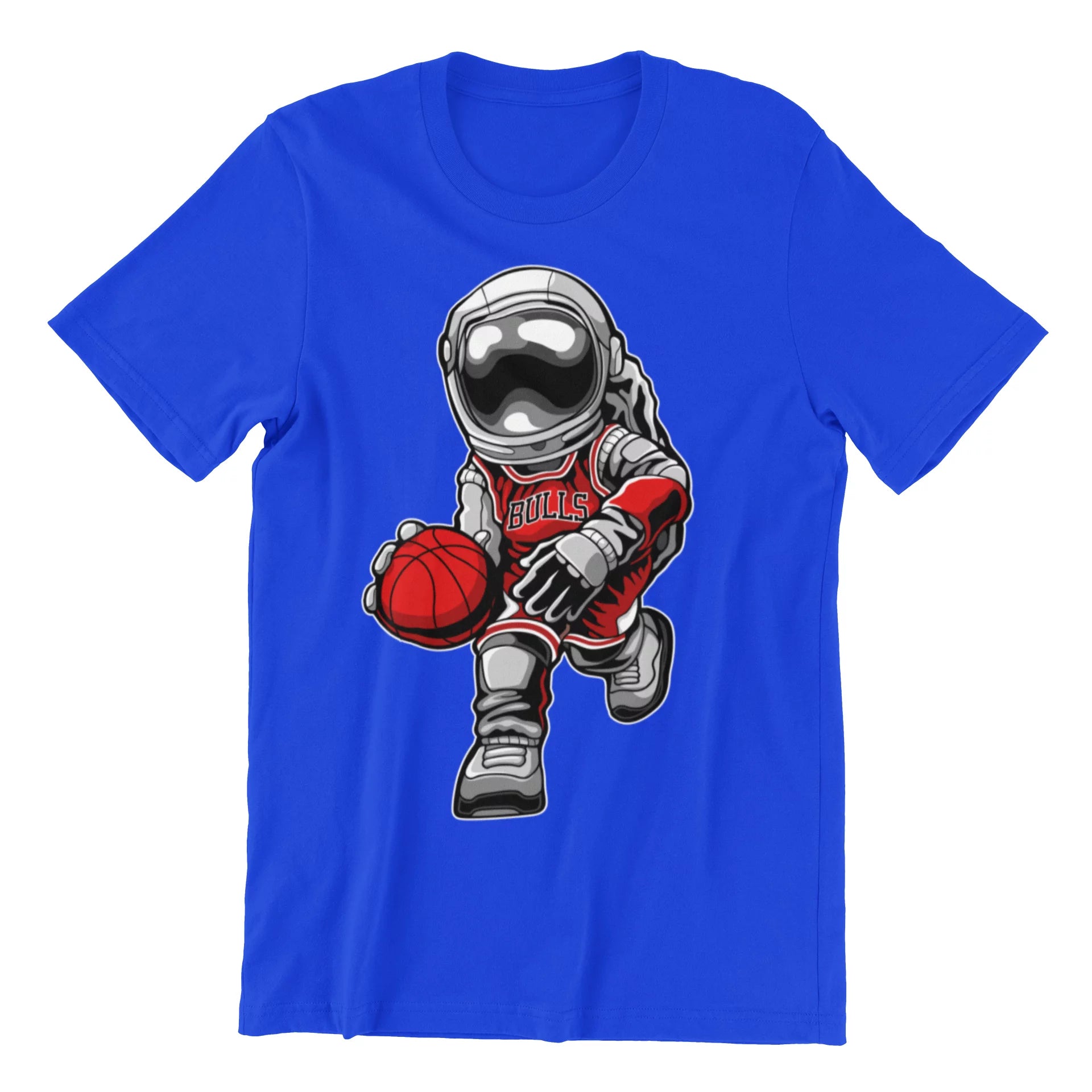 Men's Bulls Astronaut Basketball Player Soft Cotton Adult T-Shirt