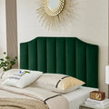 Velvet Upholstered Queen/Full Headboard, Tufted Headboard for Queen/Full Bed, Modern Vertical Channel Design with Curved Tufted Solid Wood Head Board and Luxury Soft Padded, Jade Green