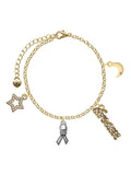 Delight Jewelry Silvertone Ribbon with Softball Goldtone Dream Big Charm Bracelet, 7.5+2 Extender