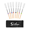 Simple Deluxe Marshmallow Roasting Sticks - Smores Skewers for Fire Pit Kit - Camping Accessories Marshmellow 32 Long Fork - 8 Pack