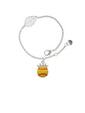 Delight Jewelry Silvertone Softball optic yellow - Crown - Silvertone Leaf Delicate Bracelet, 6.25+1.75