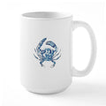 CafePress - Coastal Nautical Beach Crab Large Mug - 15 oz Ceramic Large Mug