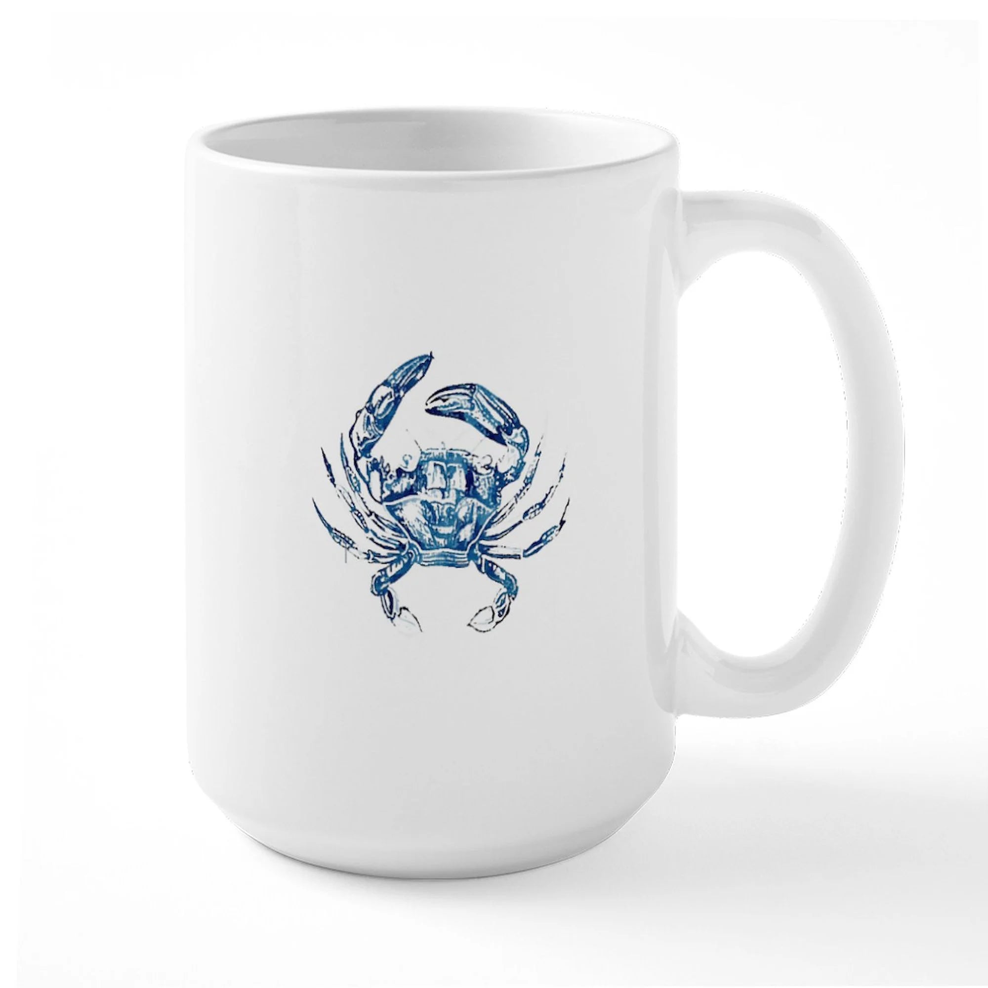 CafePress - Coastal Nautical Beach Crab Large Mug - 15 oz Ceramic Large Mug
