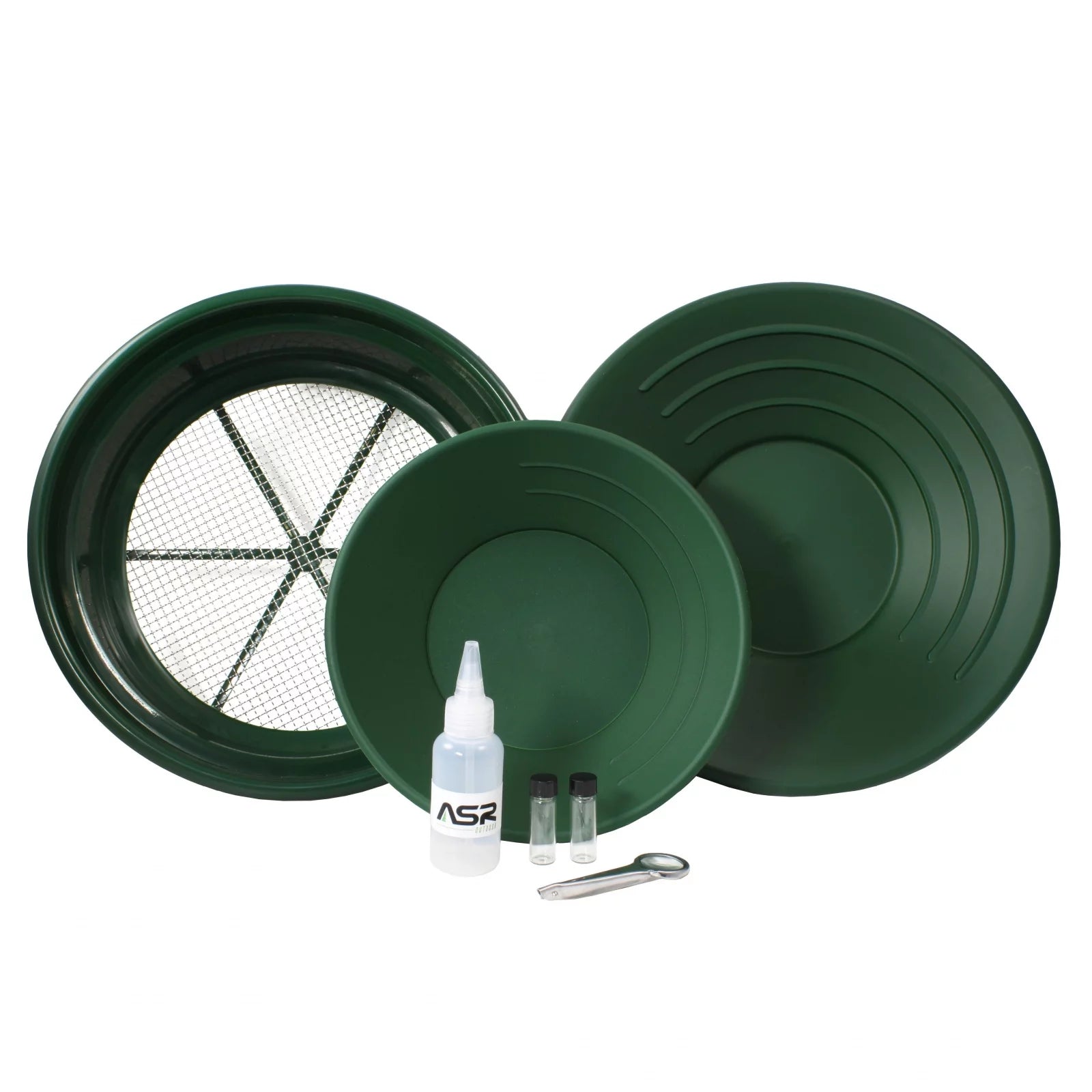 ASR Outdoor Gold Rush Gold Prospecting Kit Classifiers Vials Sifting Pans - 7pc