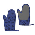 ZNDUO Kitchen Oven Gloves, Durable Heat Resistant Oven Gloves with Quilted Liner Non-Slip Textured Grip Perfect for BBQ, Baking, Cooking and Grilling, Black Line Geometry