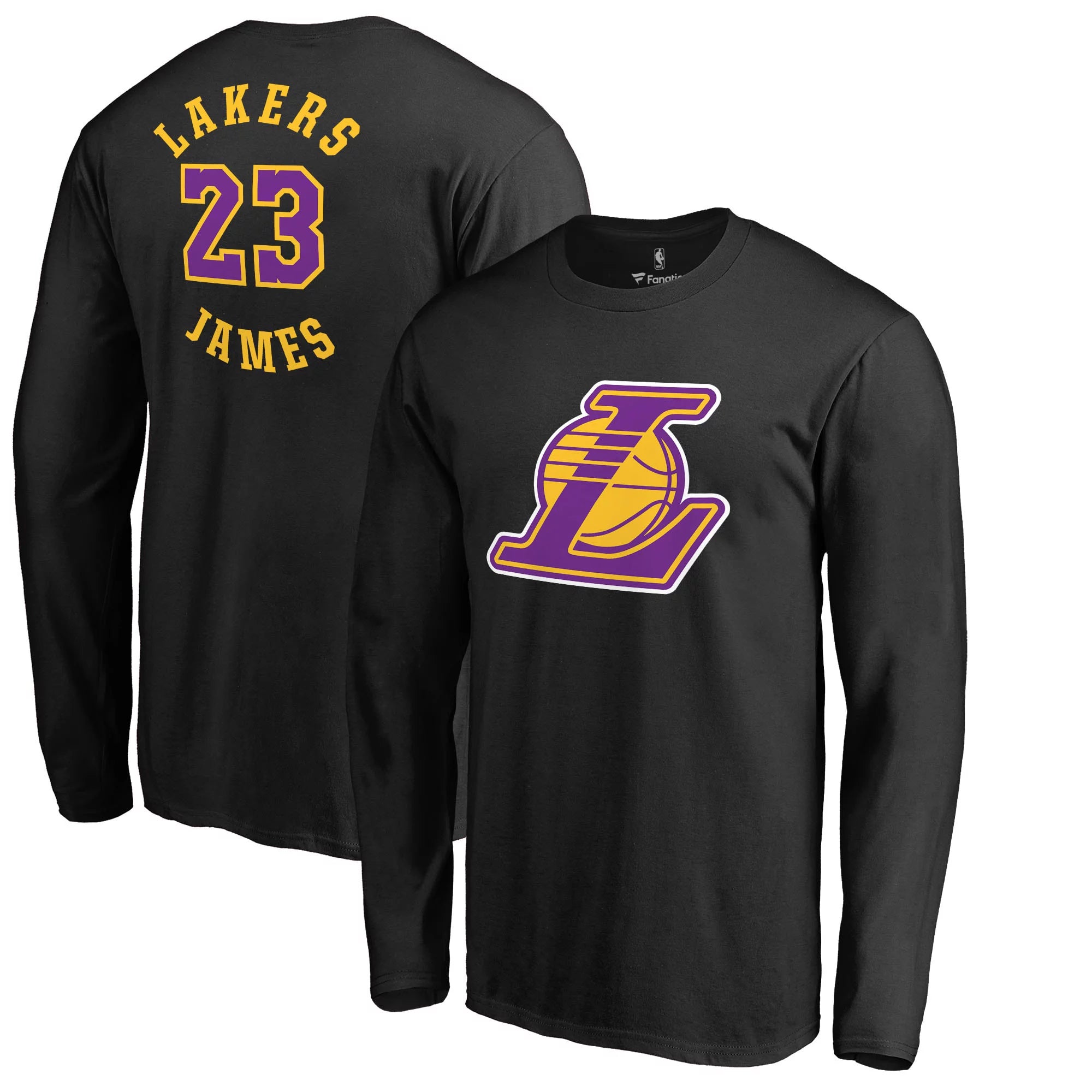 Men's Fanatics Branded LeBron James Black Los Angeles Lakers Round About Name & Number Long Sleeve T-Shirt