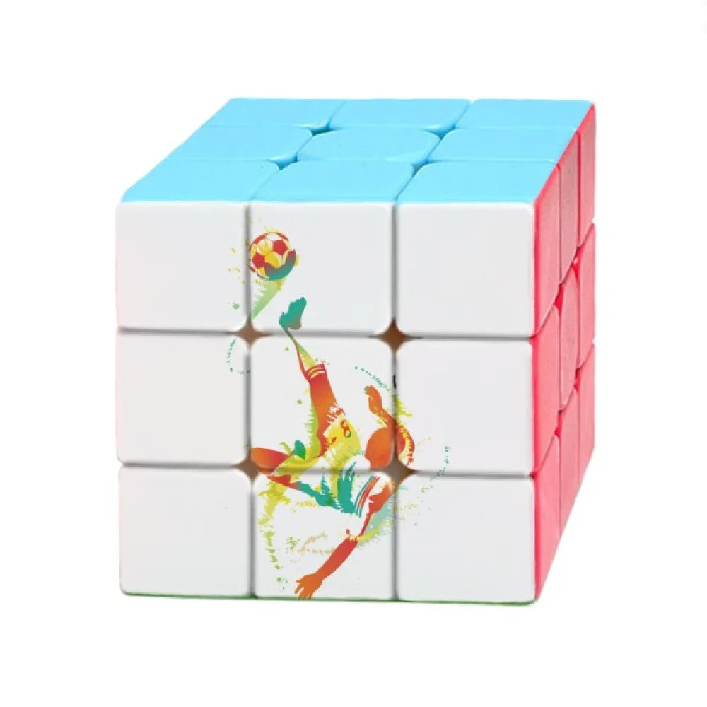 Football Player Bicycle Kick Pattern Magic Cube Puzzle 3x3 Toy Game Play