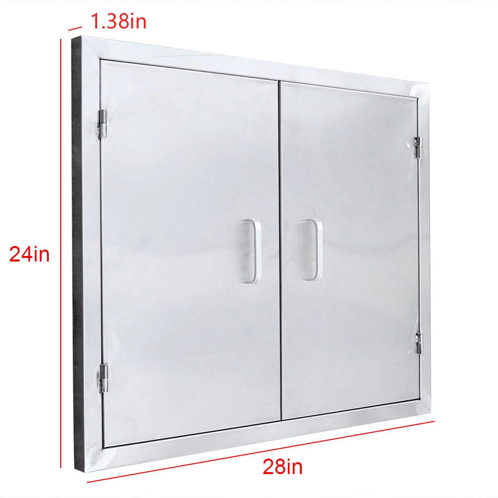 28 x 24 BBQ Double Door Outdoor Kitchen Stainless Steel Access BBQ Island