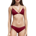 WEAIXIMIUNG French Underwear Hot Girls Lace Suspenders Push Up Back Bra Underwear Set Lingerie Dresses for Women Cute Wine L