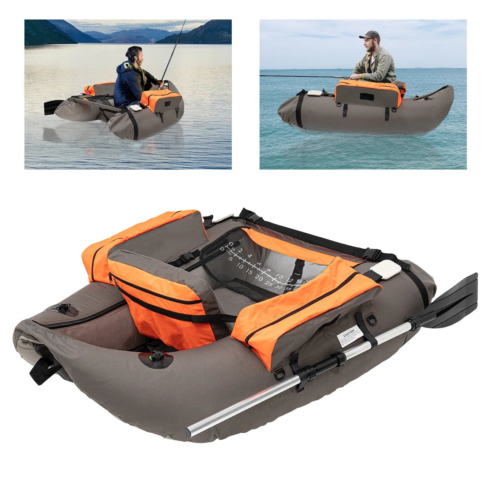 Portable Inflatable Fishing Boat Raft,Backrest Adjustable Angle, Blow Up Boat