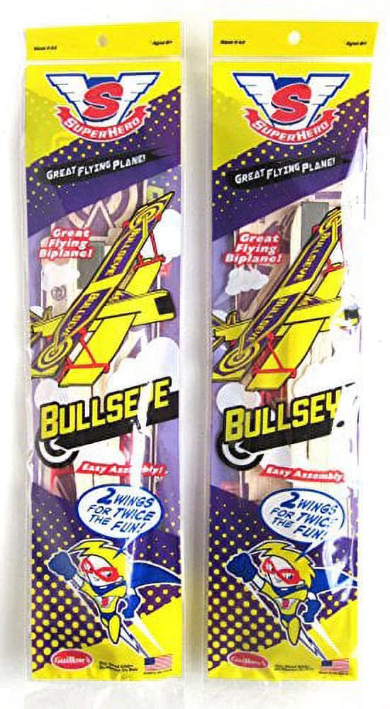 Big Game Toys~(2) Biplane Bullseye Balsa Wood Airplane Glider GUILLOWS Model kit #43