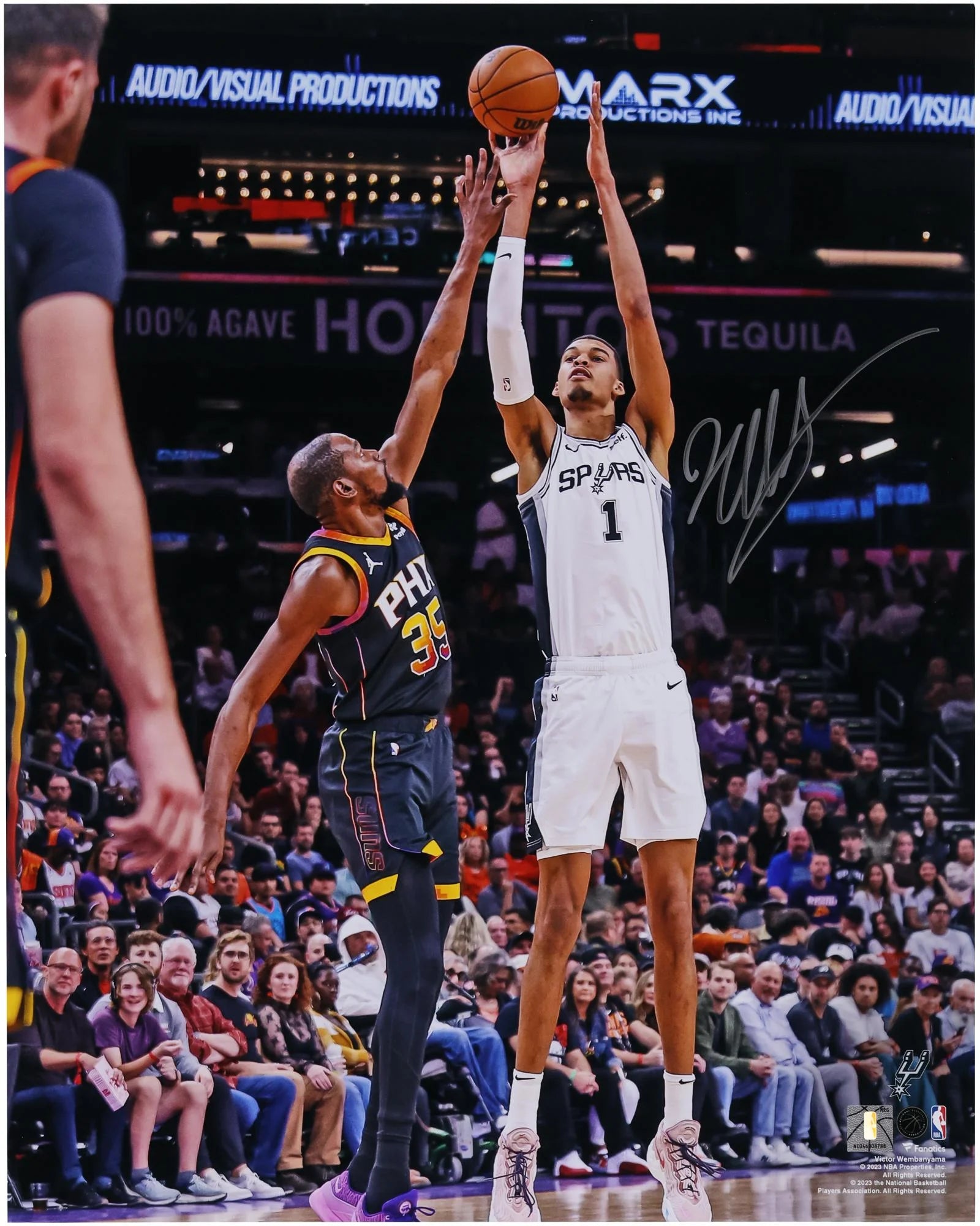 Victor Wembanyama San Antonio Spurs Autographed 16 x 20 Shooting Vs. Kevin Durant Photograph - Fanatics Authentic Certified