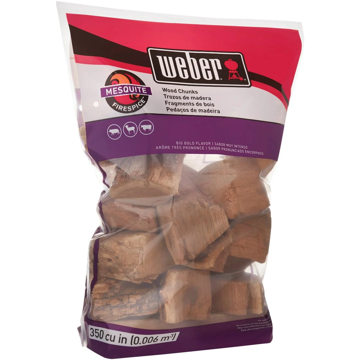 1 PK, Weber FireSpice 350 Cu. In. Mesquite Smoking Chunks