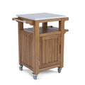 Homestyles Maho Solid Wood & Galvanized Steel Top Outdoor Kitchen Cart in Teak