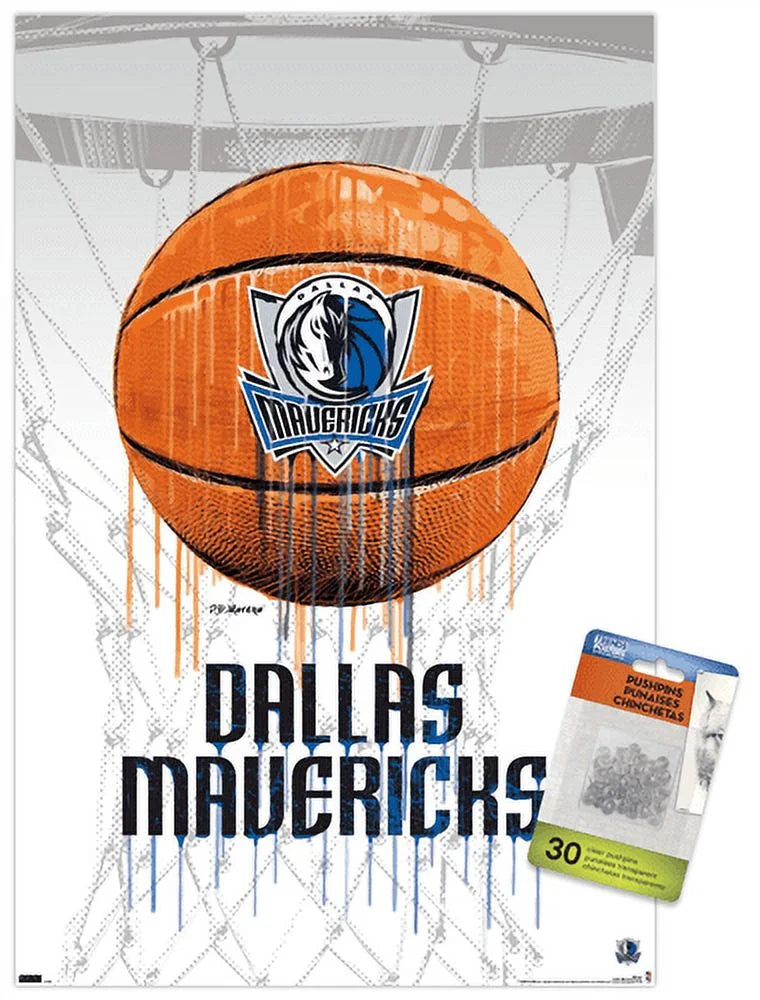NBA Dallas Mavericks - Drip Basketball 21 Wall Poster with Pushpins, 14.725 x 22.375