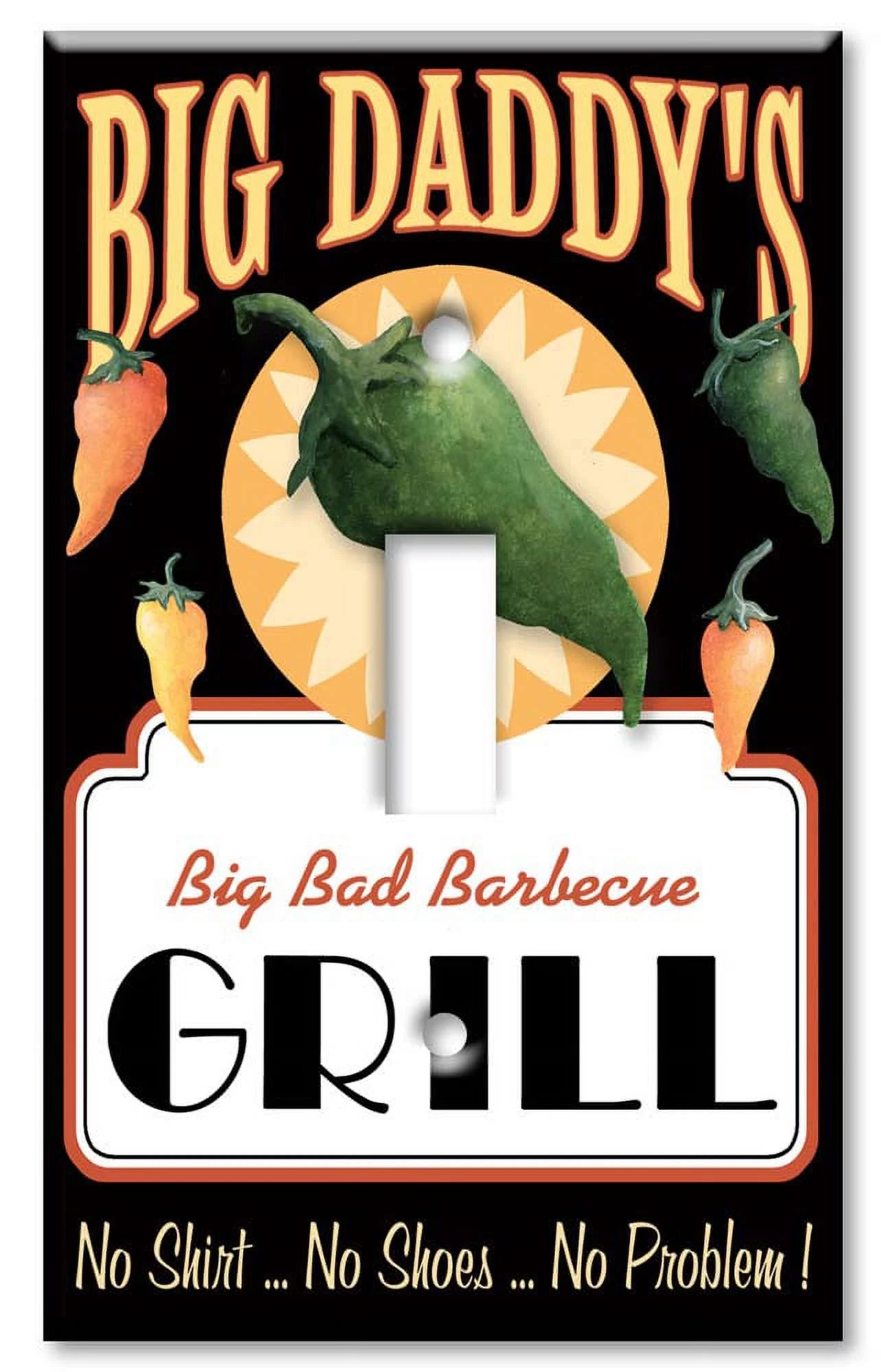 Single Gang Toggle OVERSIZE Wall Plate - Big Daddy's Grill