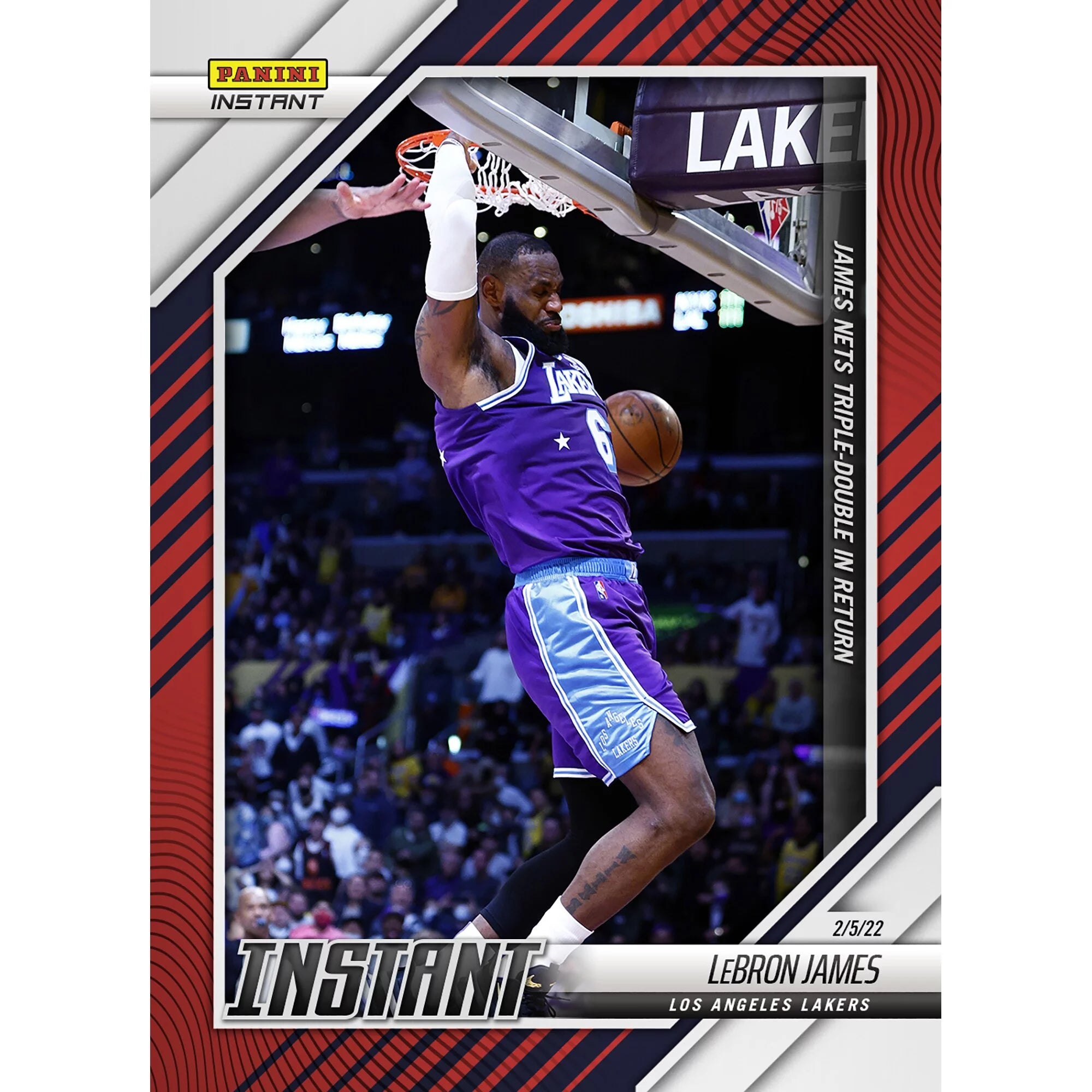LeBron James Los Angeles Lakers Fanatics Exclusive Parallel Panini Instant James Nets Triple-Double Single Trading Card - Limited Edition of 99