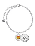 Delight Jewelry Silvertone Softball in Heart Dome Best Teacher Ever Charm Bracelet