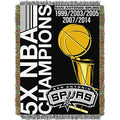 LHM NBA San Antonio Spurs Commemorative Tapestry Woven Throw, Black - 48 x 60 in.