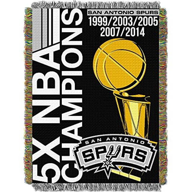 LHM NBA San Antonio Spurs Commemorative Tapestry Woven Throw, Black - 48 x 60 in.