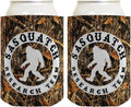 Funny Can Coolie Sasquatch Research Team Camping Gag Gift Outdoors Hiking Hunting 2 Pack Can Coolie Drink Coolers Coolies Woodland Camo