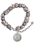 Silvertone Large Super Sparkle Crystal Clear AB Softball Silver Tone Christian Bead Bracelet