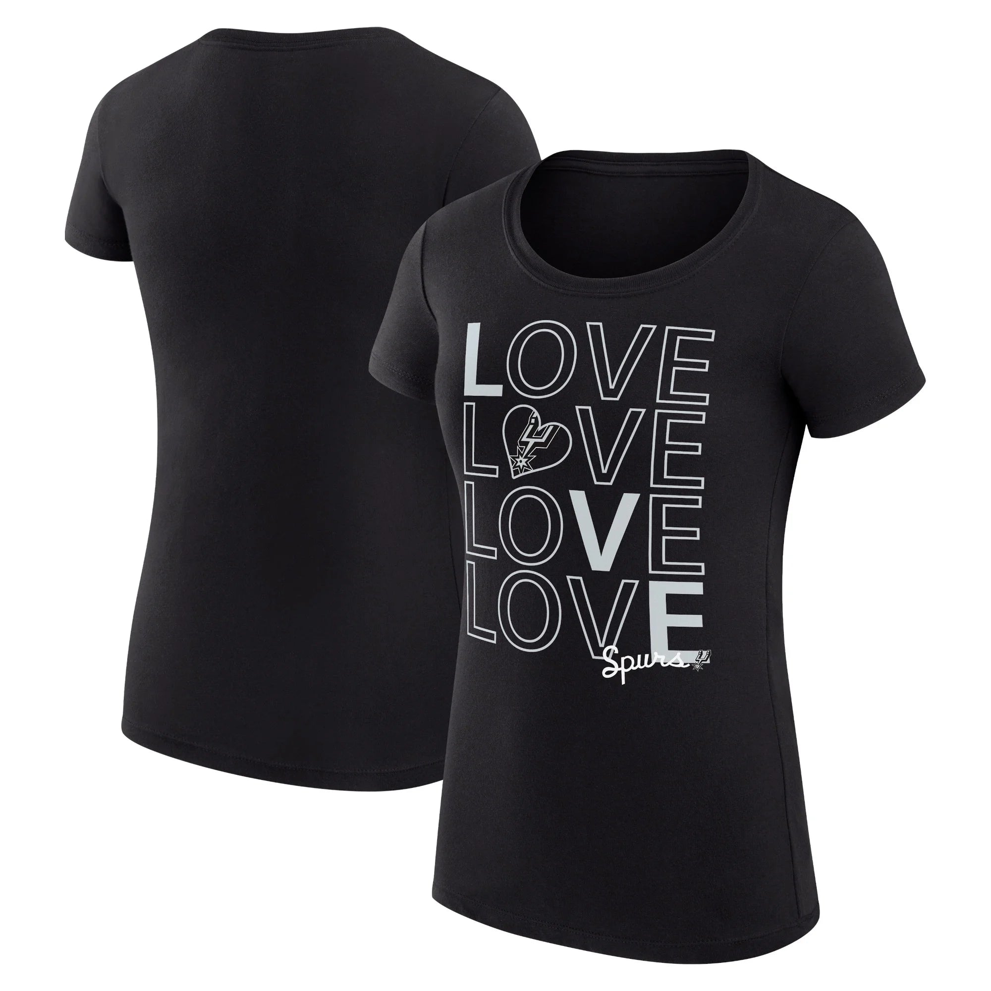 Women's G-III 4Her by Carl Banks Black San Antonio Spurs Basketball Love Fitted T-Shirt