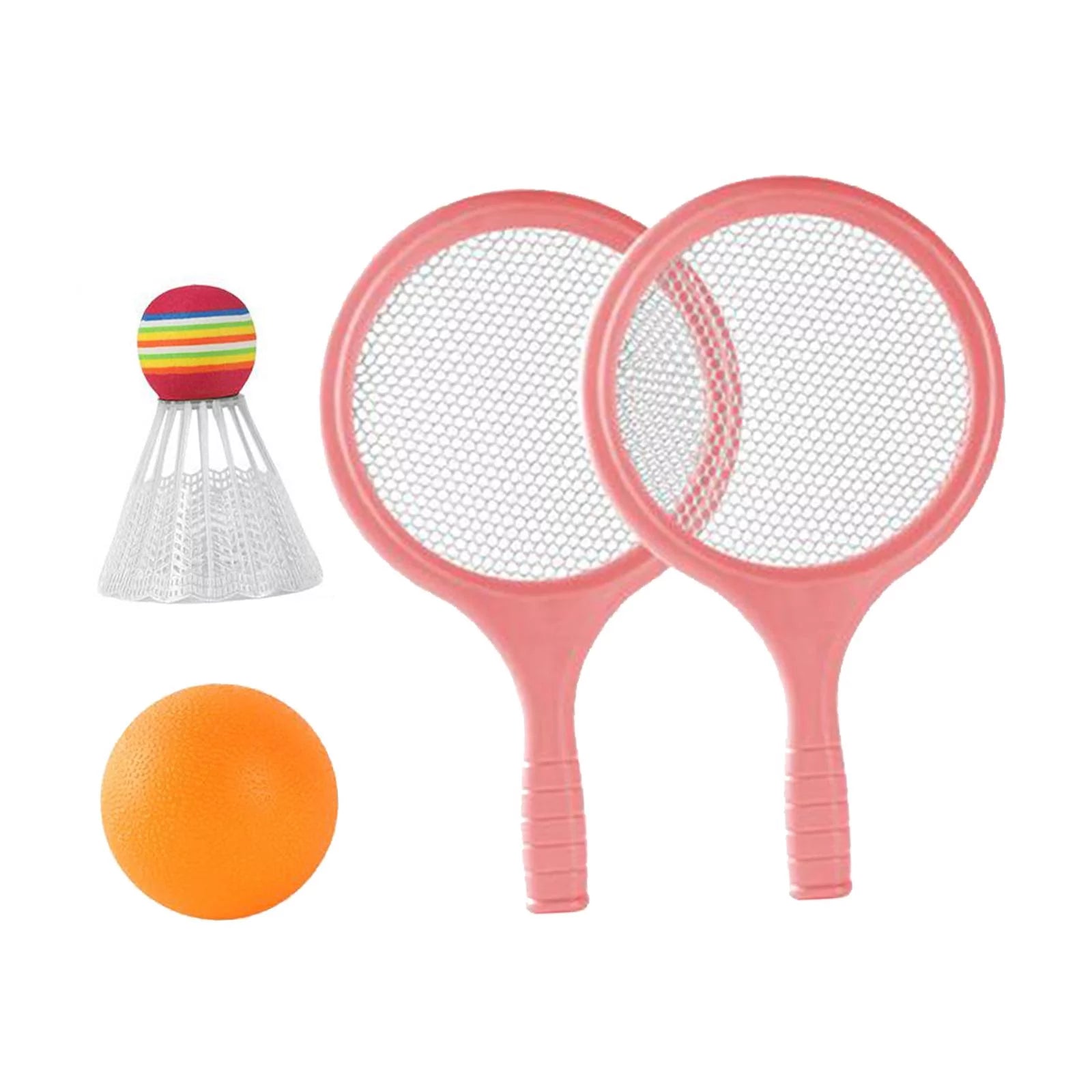 Kids Badminton Tennis Set Kids Tennis Rackets with Ball and Badminton Shuttlecock Backyard Games Badminton Racket for Women Men Playing Lawn Pink