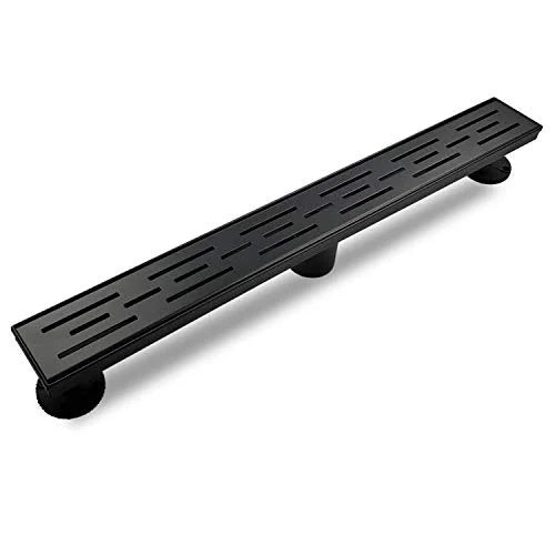 Neodrain 24 In Rectangular Linear Shower Drain with Brickwork Pattern Grate, Brushed 304 Stainless Steel Bathroom Floor Drain,Shower Floor Drain Includes Adjustable Leveling Feet, Hair Strainer,Black