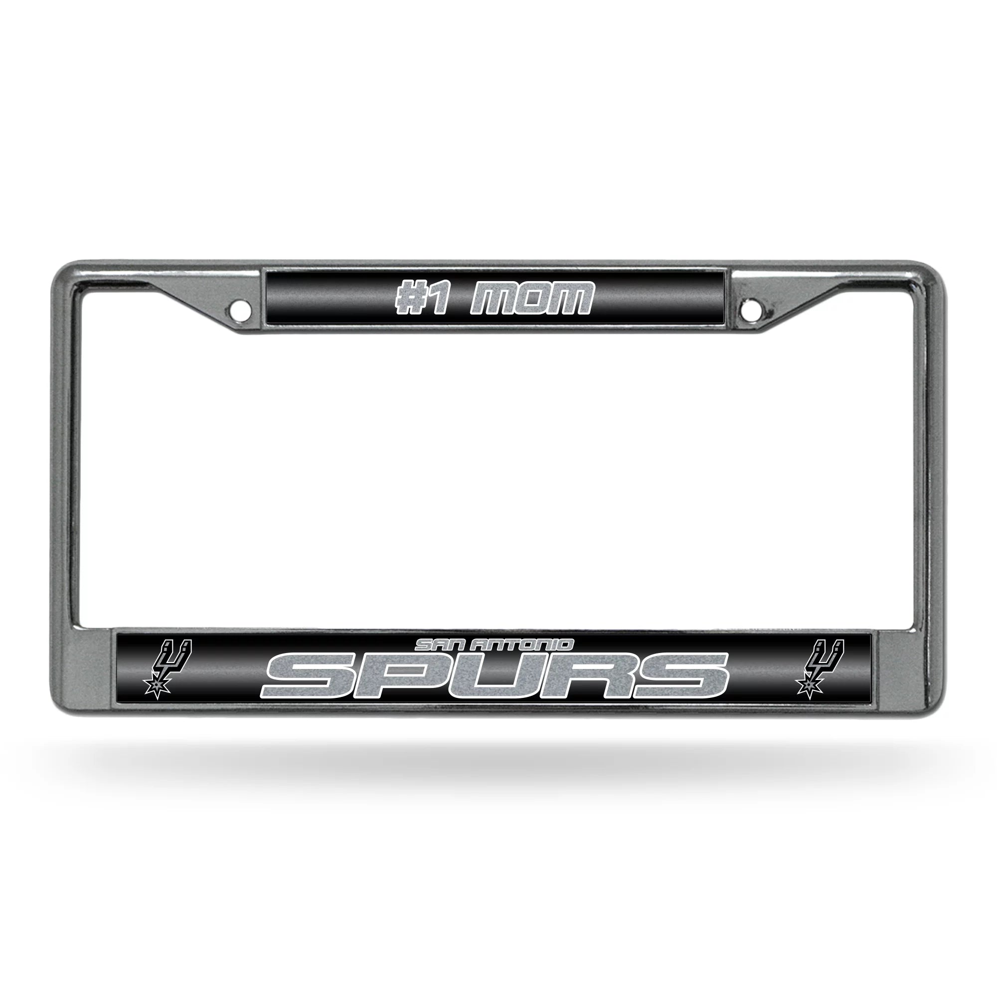 Rico Industries Basketball San Antonio Spurs #1 Mom 12 x 6 Silver Bling Chrome Car/Truck/SUV Auto Accessory