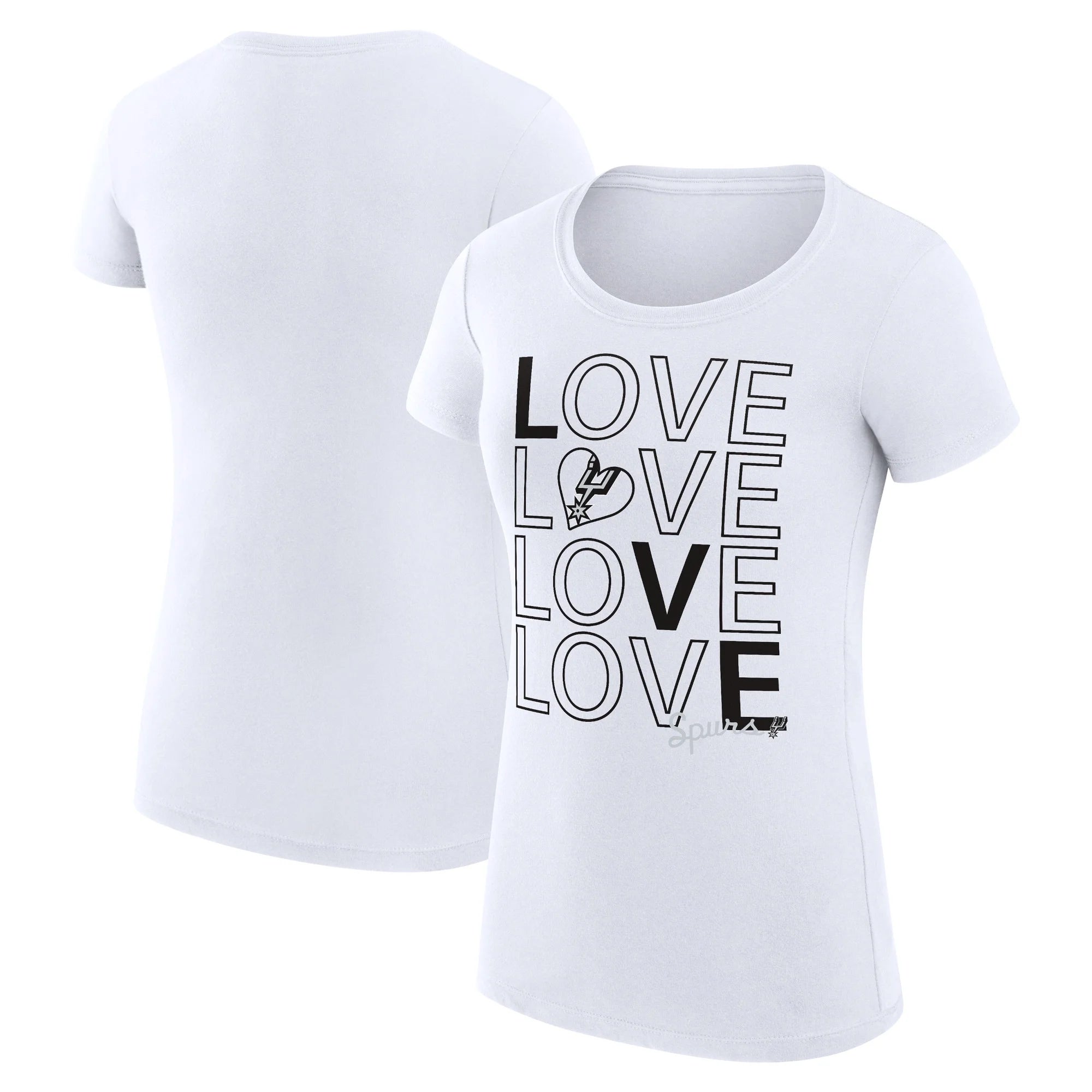 Women's G-III 4Her by Carl Banks White San Antonio Spurs Basketball Love Fitted T-Shirt