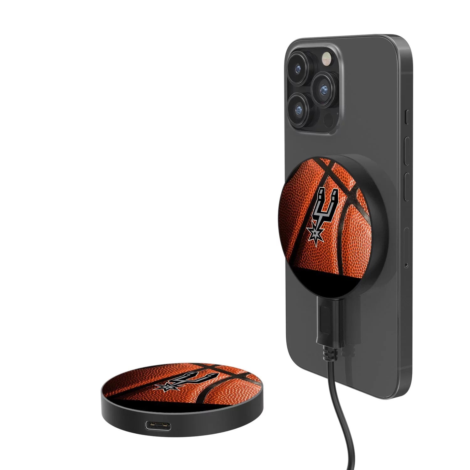San Antonio Spurs Basketball Design 10-Watt Wireless Magnetic Charger