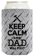 ThisWear Funny Beer Coolie Keep Calm Dad Will Fix It Father's Day Gift for Dad or Grandpa 2 Pack Can Coolie Drink Coolers Coolies Diamond Plate