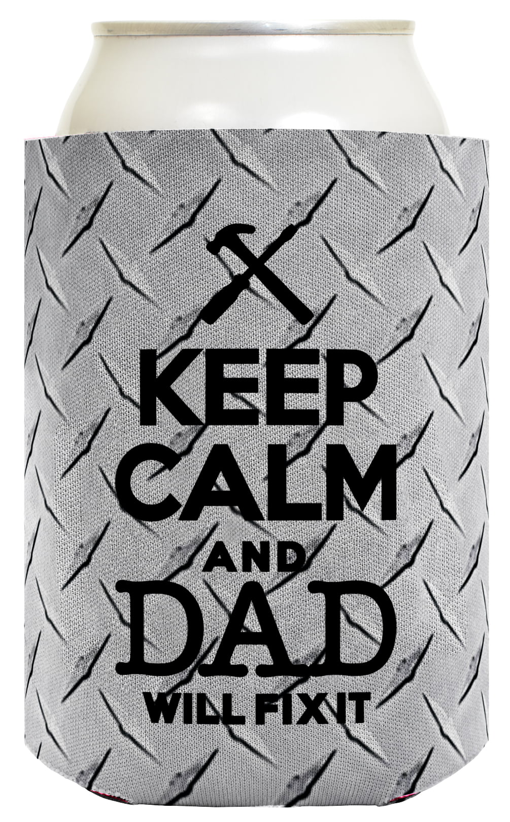 ThisWear Funny Beer Coolie Keep Calm Dad Will Fix It Father's Day Gift for Dad or Grandpa 2 Pack Can Coolie Drink Coolers Coolies Diamond Plate