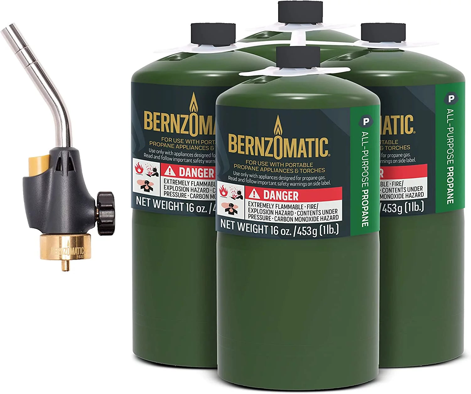 Bernzomatic All Purpose Propane 4 Pack with Utility Torch WT2301