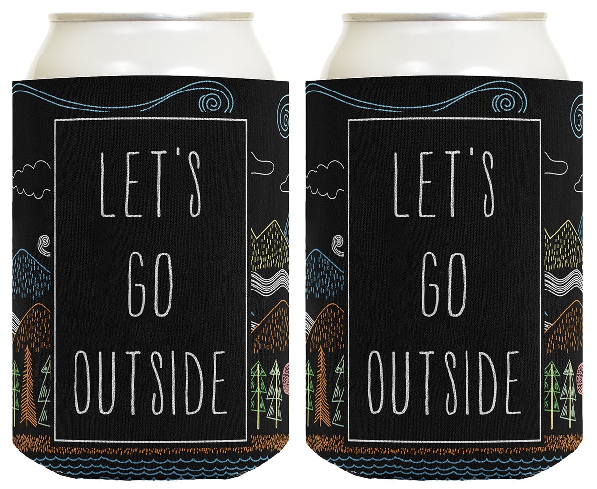 ThisWear Outdoor Gifts Lets Go Outside Camping Drinking Accessories 2-pack Can Coolie Drink Cooler Multicolor