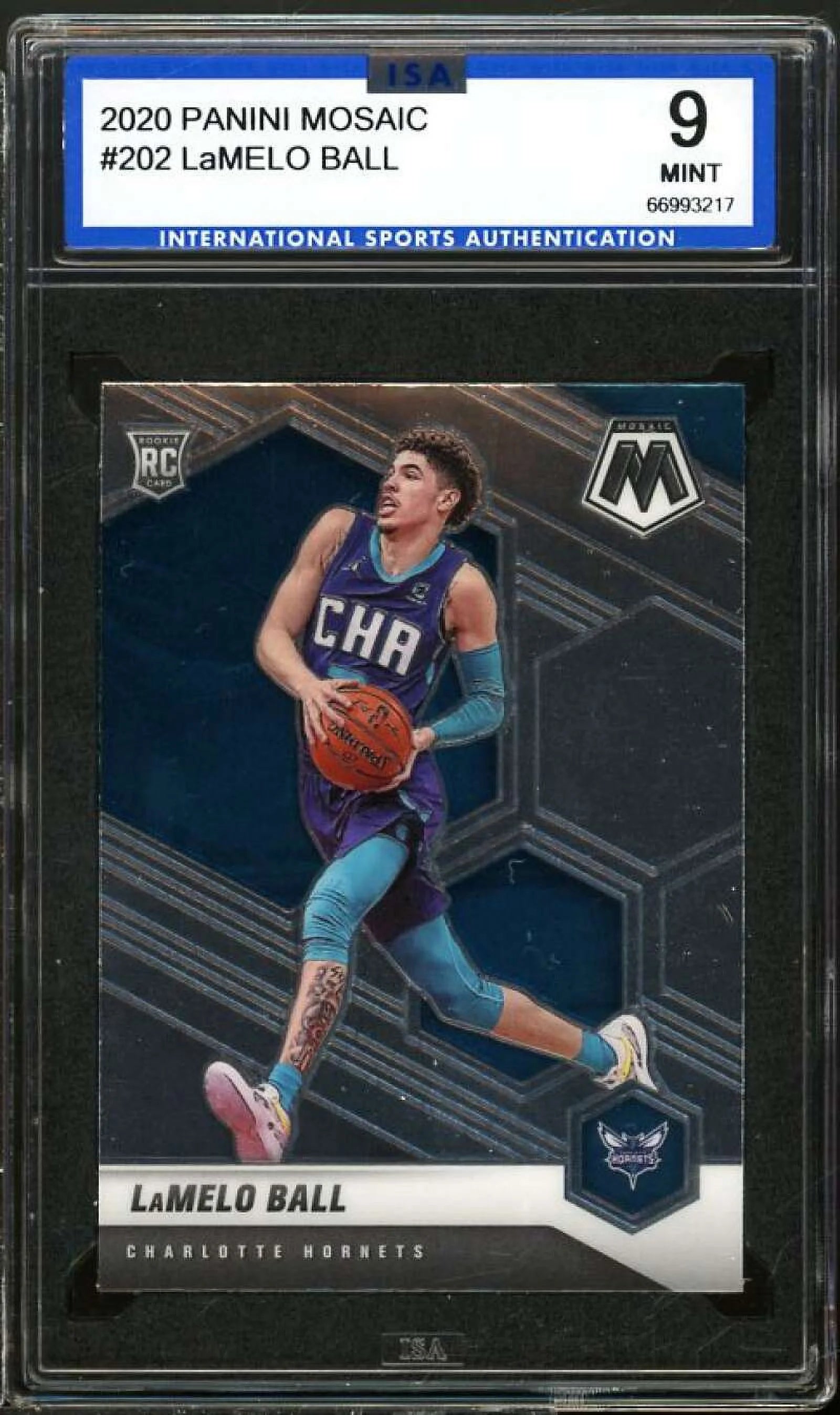 LaMelo Ball Rookie Card 2020-21 Panini Mosaic #202 ISA 9 MINT