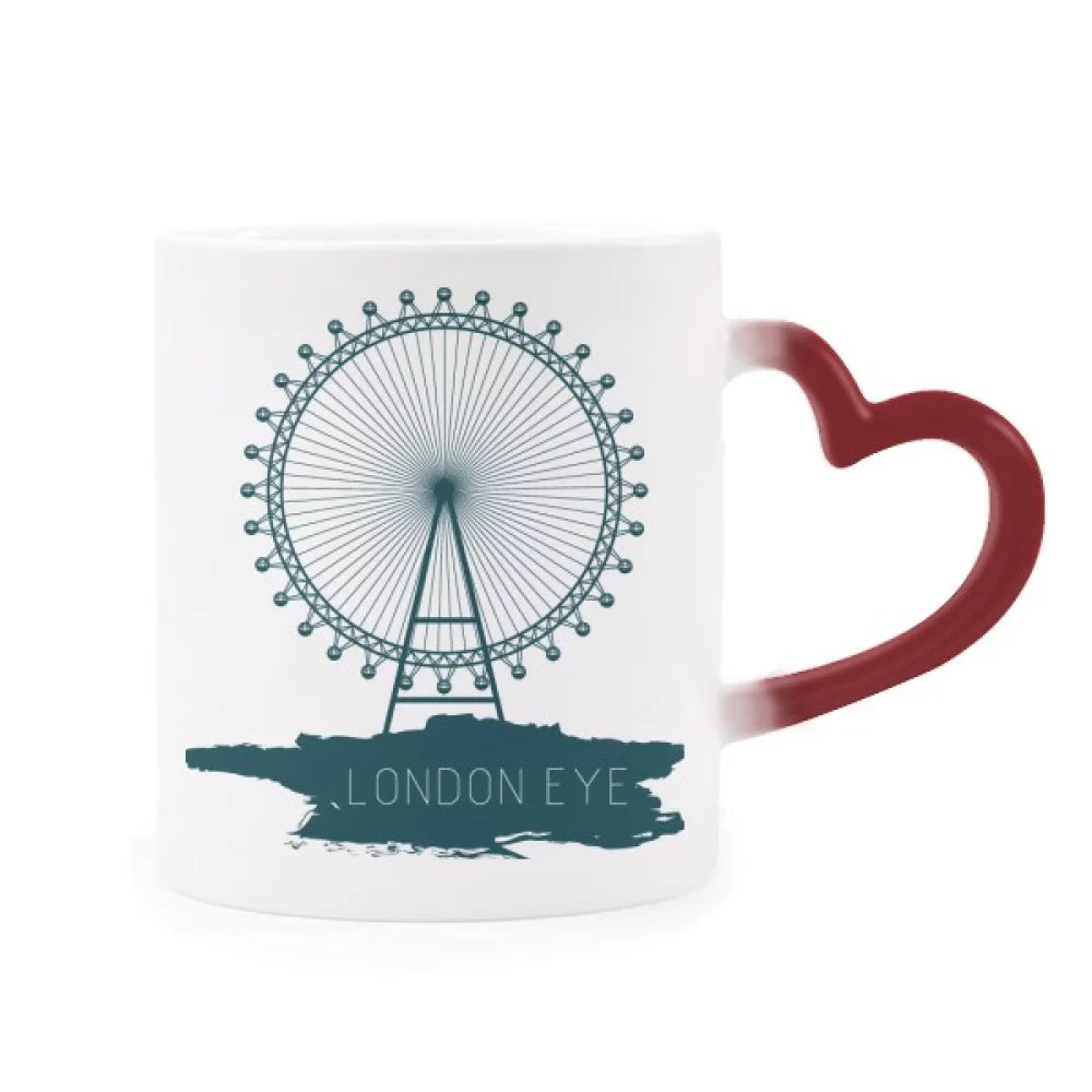 Britain UK London Eye United Kingdom Heat Sensitive Mug Red Color Changing Stoneware Cup