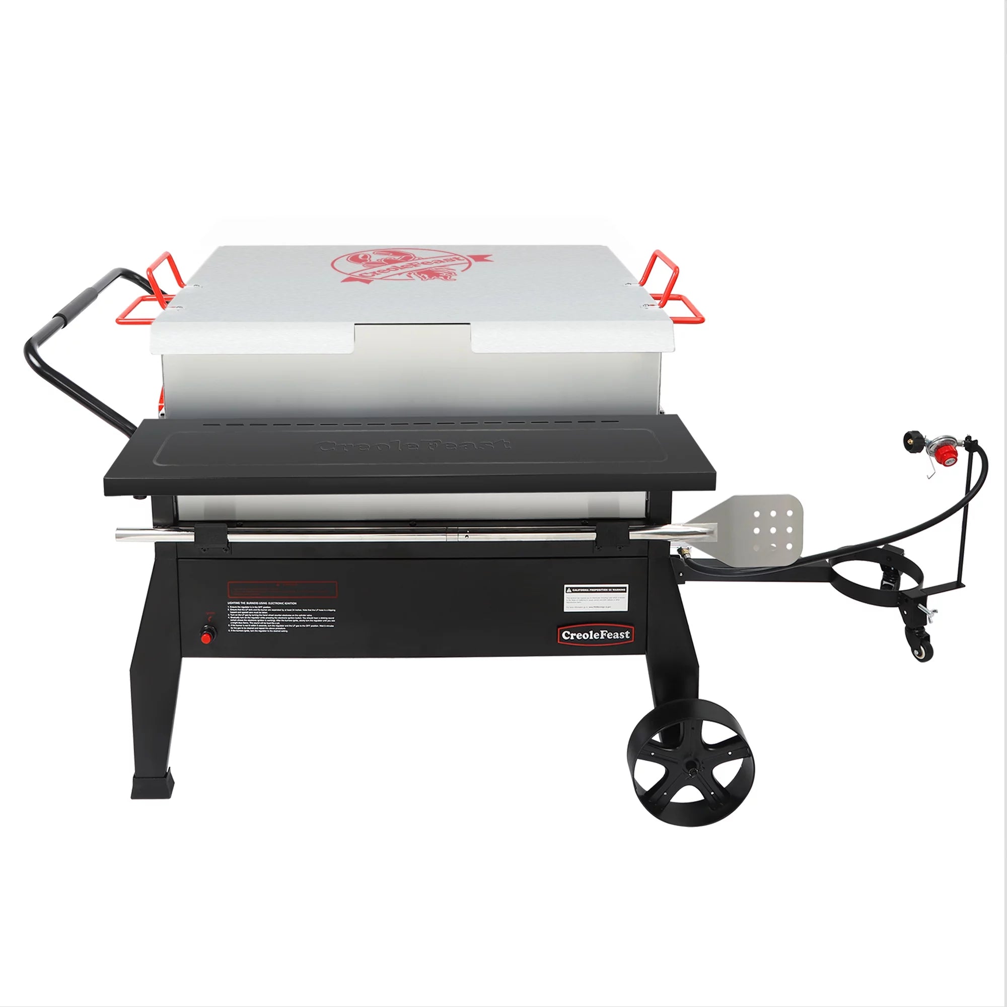 Creole Feast CFB2001, 150 Quart Single Sack Crawfish Boiler, Outdoor Stove Gas Cooker with Folding Tank Mounting Bracket and Stirring Paddle, for Crawfish Season, Black