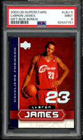 LeBron James Rookie Card 2003 UD Superstars Gift Box Bonus #LBJ-5 PSA 9