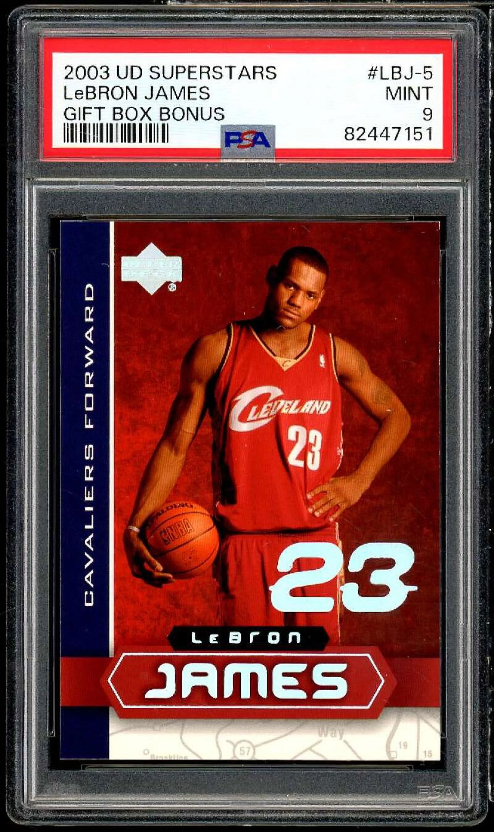 LeBron James Rookie Card 2003 UD Superstars Gift Box Bonus #LBJ-5 PSA 9
