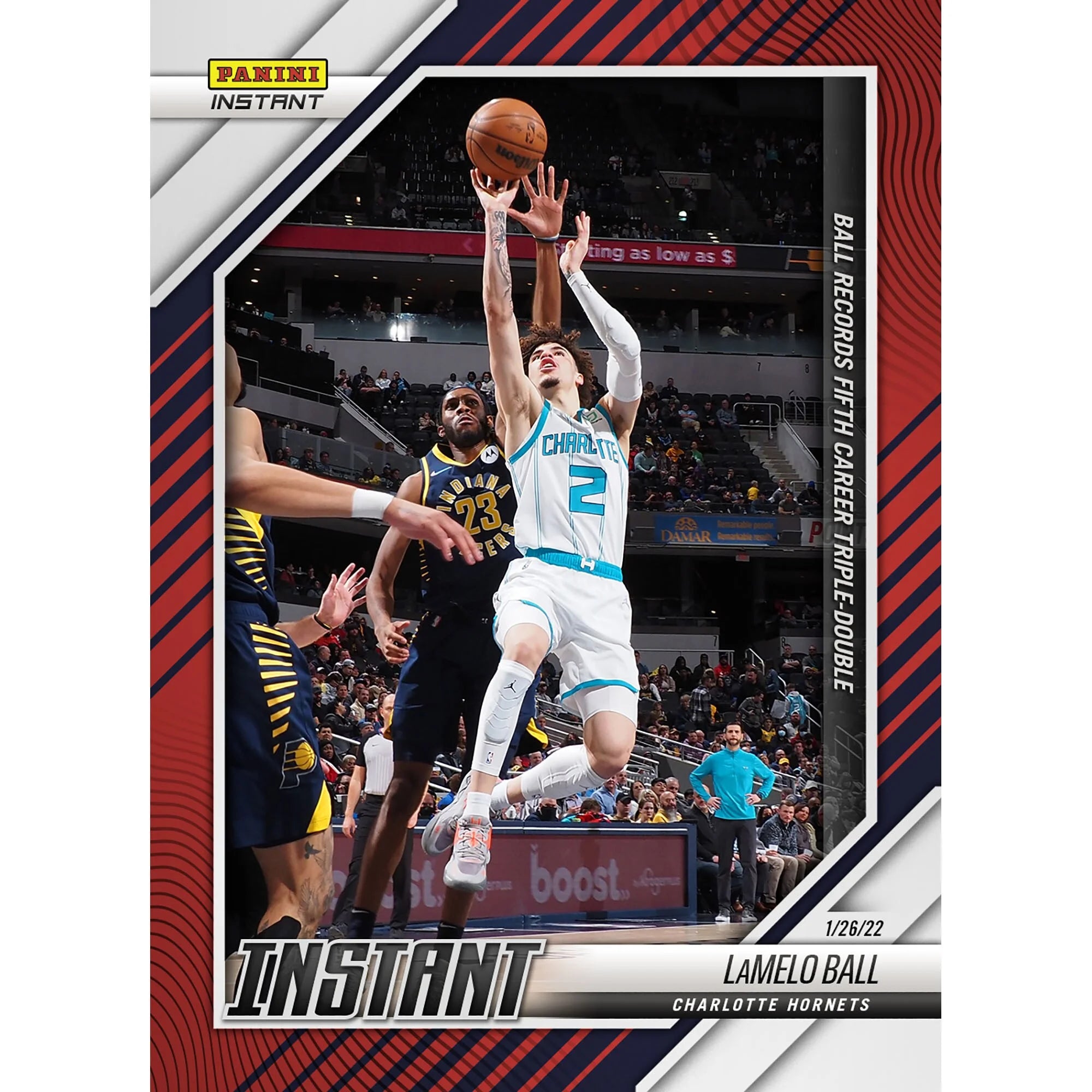 LaMelo Ball Charlotte Hornets Fanatics Exclusive Parallel Panini Instant Fifth Career Triple-Double Single Trading Card - Limited Edition of 99