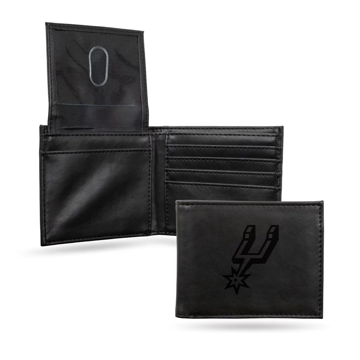 San Antonio Basketball Spurs Black Bilfold Wallet with clear ID display