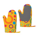 ZNDUO Kitchen Oven Gloves, Durable Heat Resistant Oven Gloves with Quilted Liner Non-Slip Textured Grip Perfect for BBQ, Baking, Cooking and Grilling, Colorful Circle Pattern
