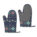 ZNDUO Kitchen Oven Gloves, Durable Heat Resistant Oven Gloves with Quilted Liner Non-Slip Textured Grip Perfect for BBQ, Baking, Cooking and Grilling, Aztec Ethnic Tribal Style